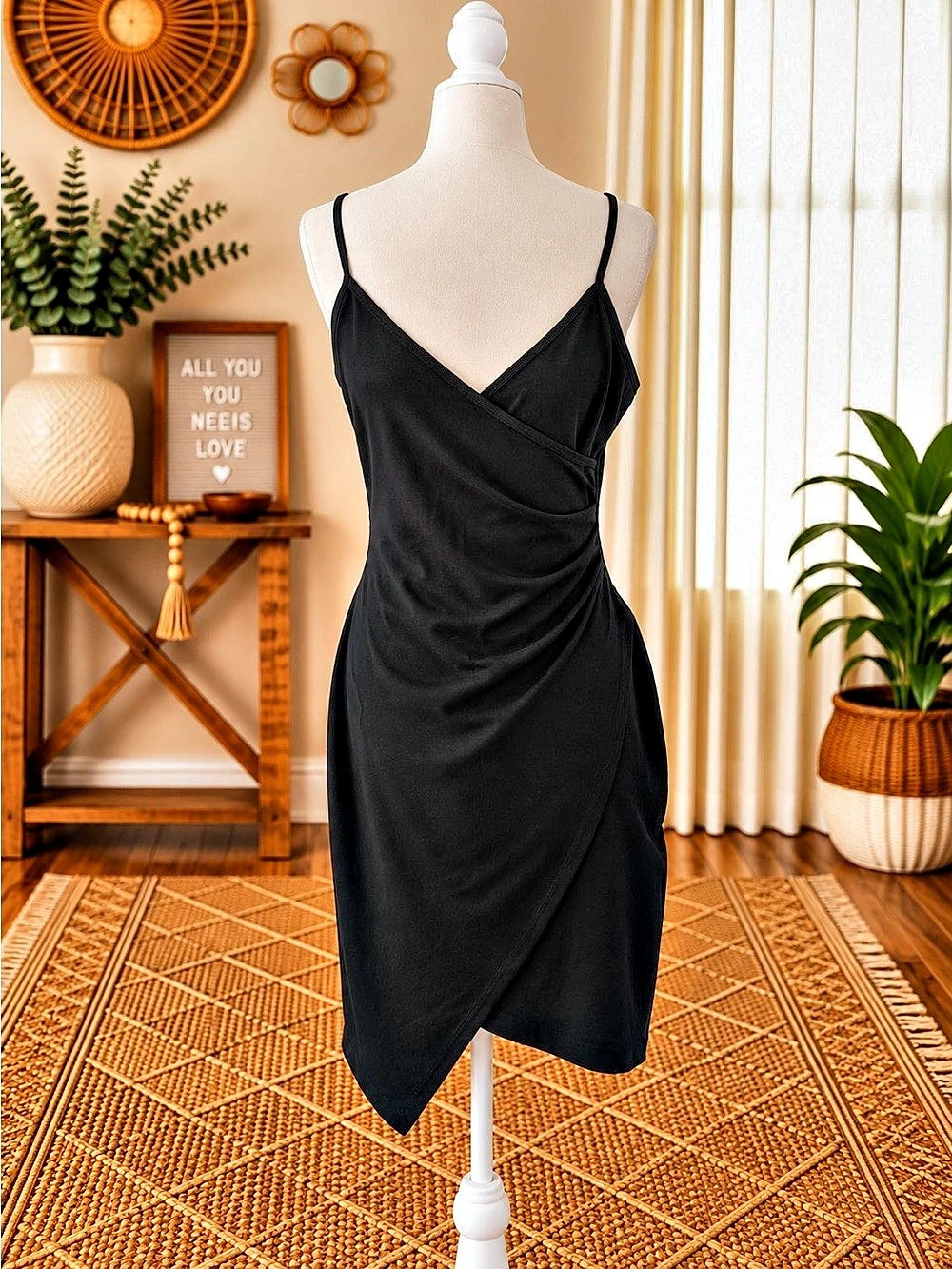Black Asymmetrical Slip Dress Like New